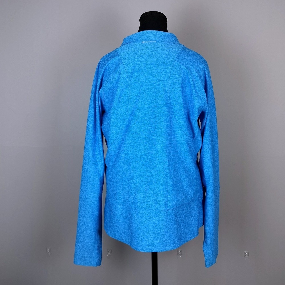 Champion Full Zip Spring Jacket Light Sweater Size XL Blue Pink Trim Thumbholes - Picture 2 of 7